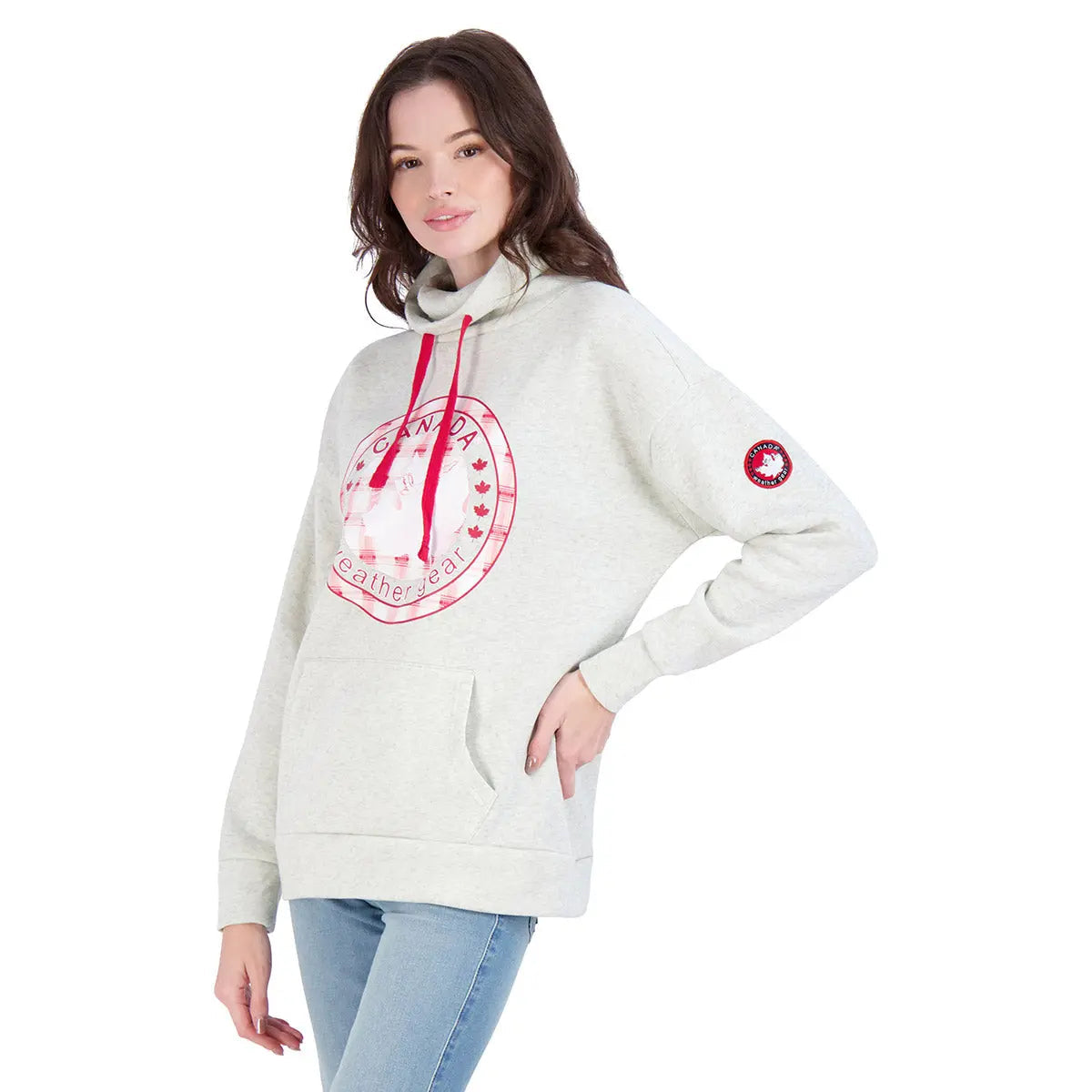 Canada Weather Gear Women's Logo Printed Cowl Neck Fleece Hoodie by PROOZY