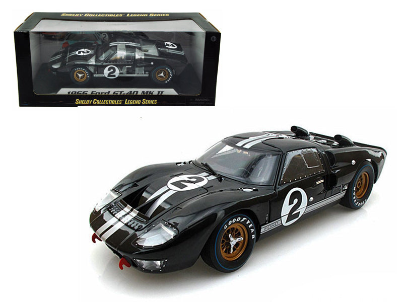 1966 Ford GT-40 MK II #2 Black 1/18 Diecast Model Car by Shelby Collectibles