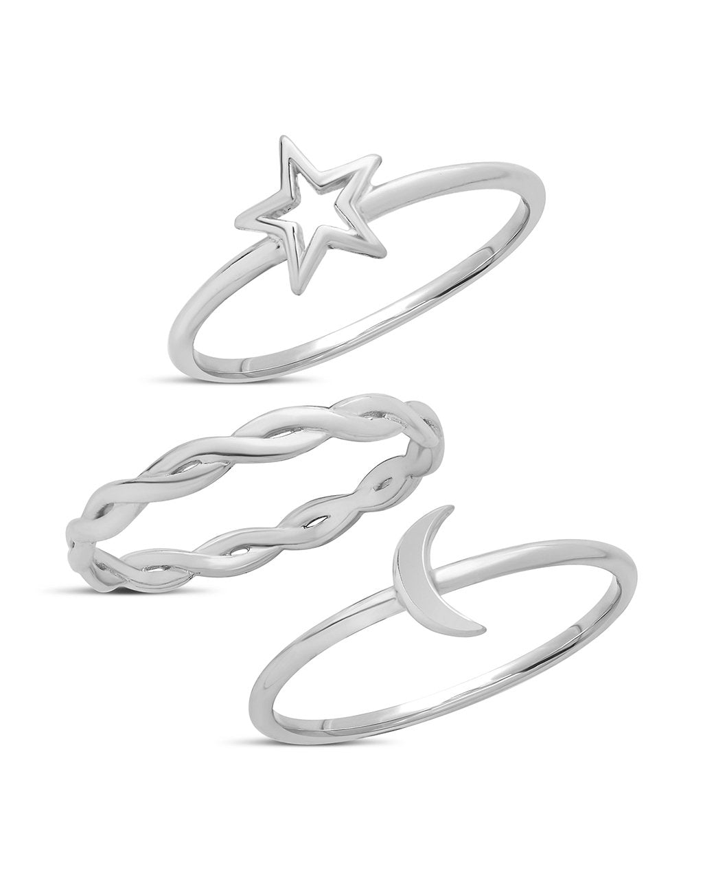 Sterling Silver Celestial Stacking Ring Set of 3 by Sterling Forever