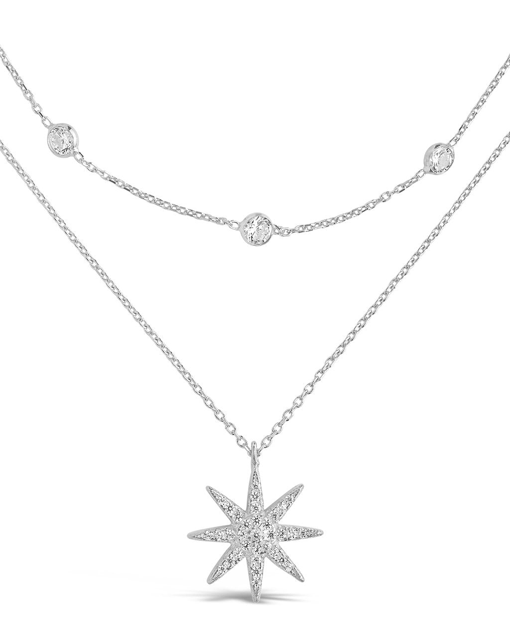 Sterling Silver Layered Burst Pendant Necklace by Sterling Forever