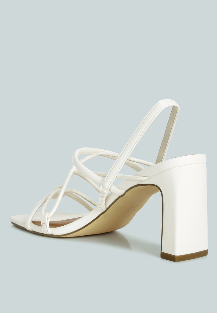 two strings slingback slim block heel sandals by London Rag