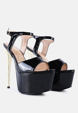 bewitch ultra high heeled ankle strap sandals by London Rag