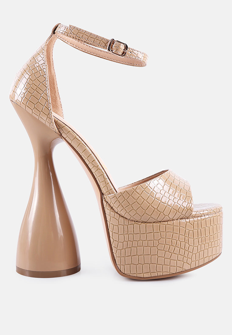 pretty me patent croc ultra high platform sandals by London Rag