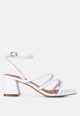 right pose faux leather block heel sandals by London Rag