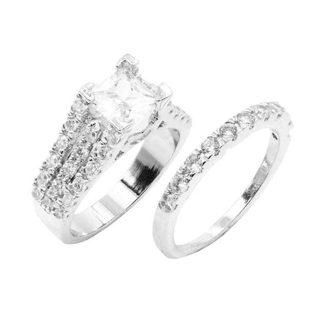 2PCS Trendy Gold Rhodium Plated CZ Embellished Rings by Madeline Love