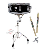 GRIFFIN Snare Drum Kit with Snare Stand, 2 Pairs of Drum Sticks & Drum Key | Wood Shell Drum Set, Maple Sticks, Chrome Holder Acoustic Marching Percussion Musical Instrument Practice Package by GeekStands.com