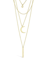 Crescent & Bar Multi Layer Necklace by Sterling Forever