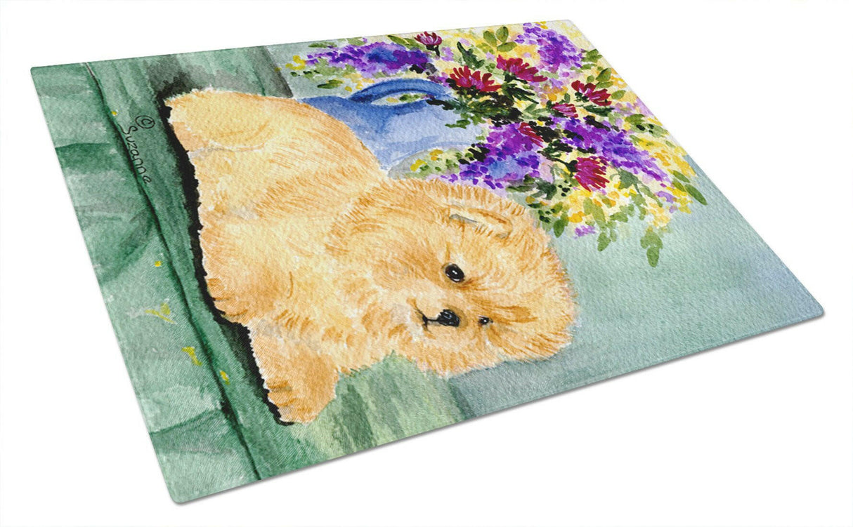 Pomeranian Glass Cutting Board Large by Caroline's Treasures