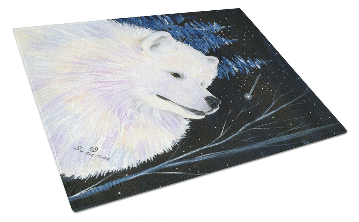 Starry Night Samoyed Glass Cutting Board Large by Caroline's Treasures