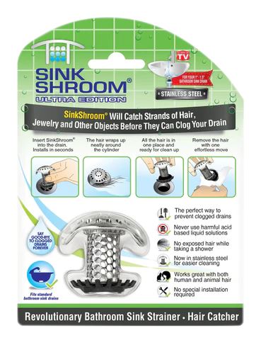 SinkShroom (Ultra Edition) The Hair Catcher That Prevents Clogged Bathroom Sink Drains by TubShroom.com