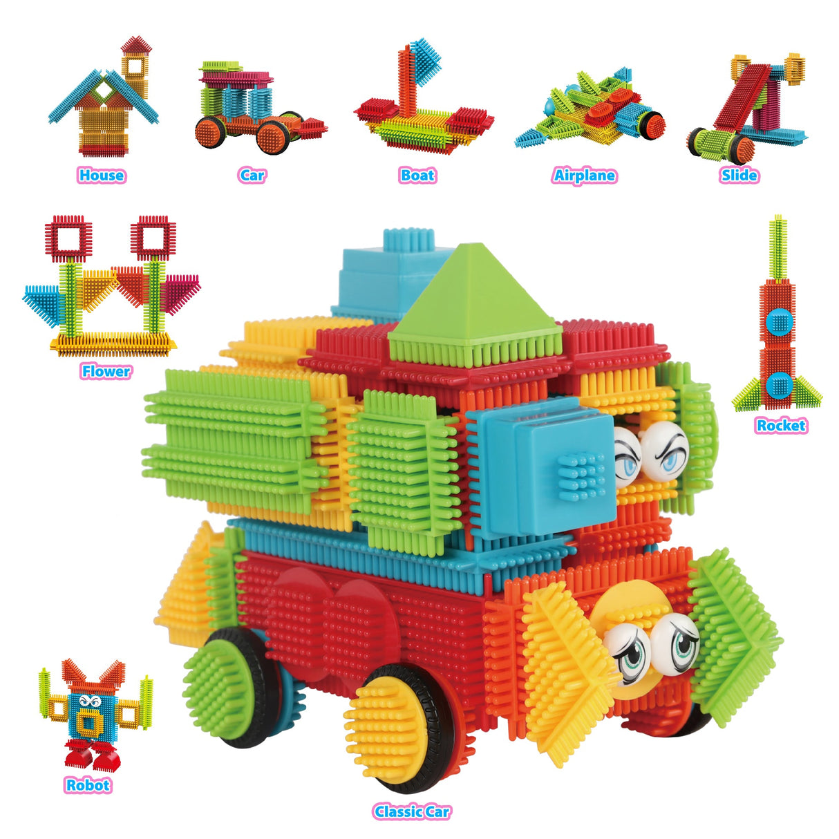 Contixo ST7 244 pcs Bristle Shape 3D Tile STEM Building Block Set by Contixo