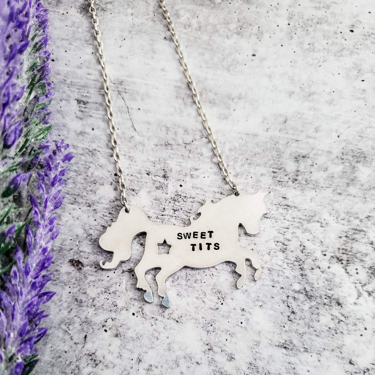 SWEET TITS Silver Unicorn Necklace by Salt and Sparkle