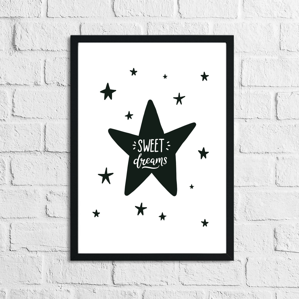 Scandinavian Sweet Dreams Black Star Children's Nursery Bedroom Wall Decor Print by WinsterCreations™ Official Store