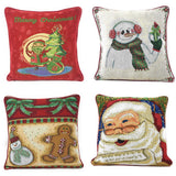 DaDa Bedding Set of 4 Pieces - Magical Santa Snowman Gingerbread Christmas Holiday Tapestry Throw Pillow Covers Bundle Pack - 16" x 16" by DaDa Bedding Collection