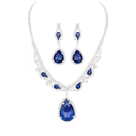 Teardrop Crystal Rhinestone Collar Evening Necklace by Madeline Love