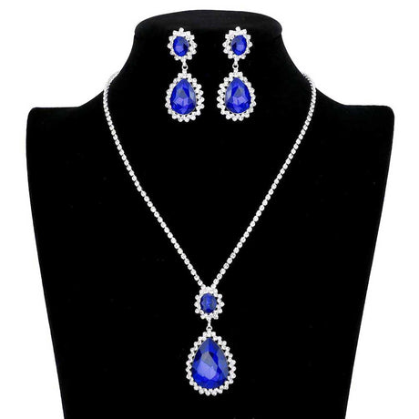 Teardrop Accented Rhinestone Necklace by Madeline Love