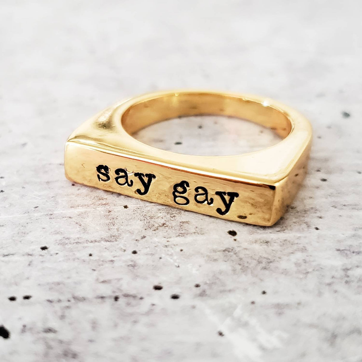 Say Gay Pride Ring by Salt and Sparkle