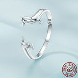 Elegant Dachshund Sterling Silver Ring & Earring by Dach Everywhere