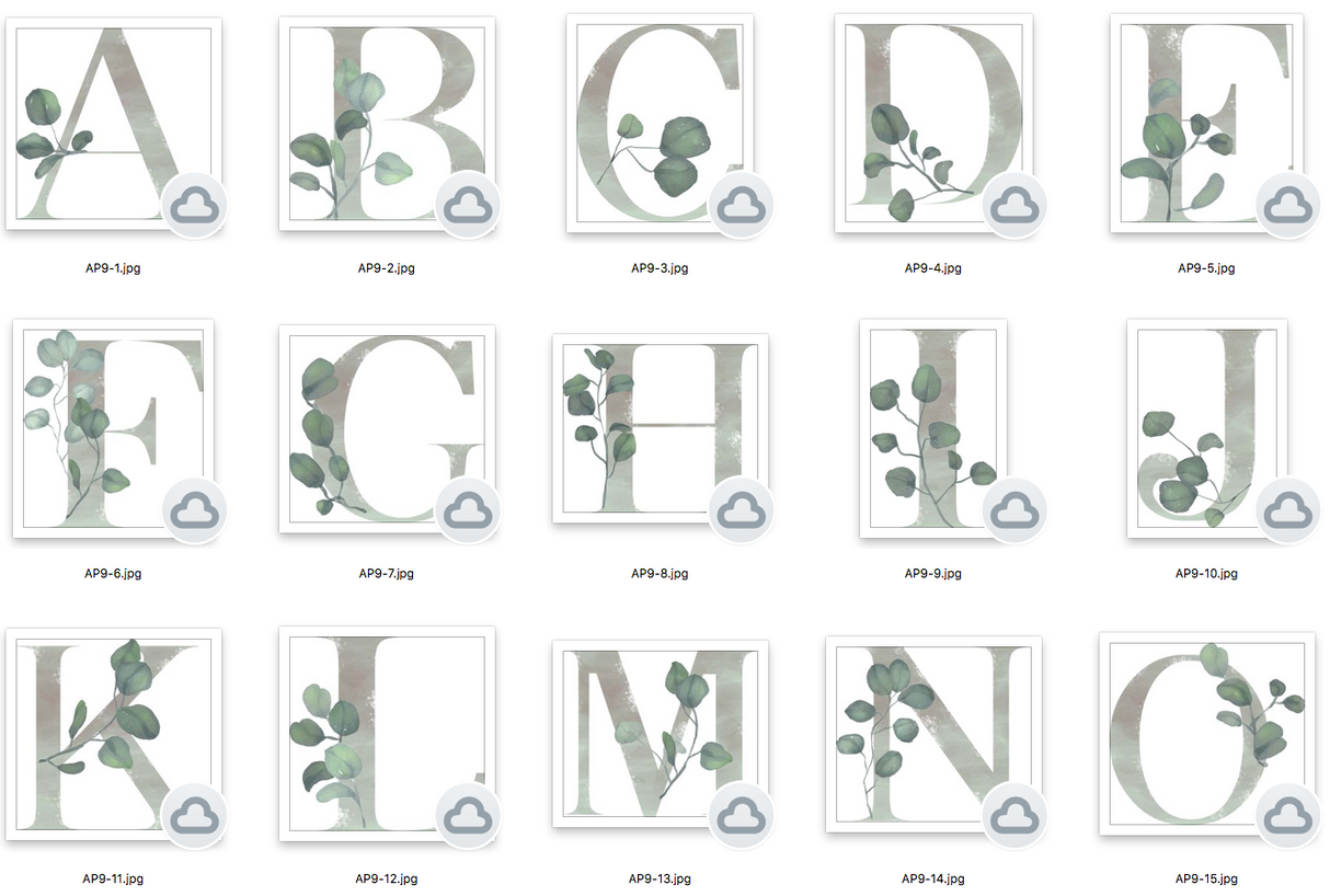 Personalised Grey Greenery Initial Spring Seasonal Wall Home Decor Print by WinsterCreations™ Official Store