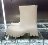 Square Toe Villain Platform Boots by White Market