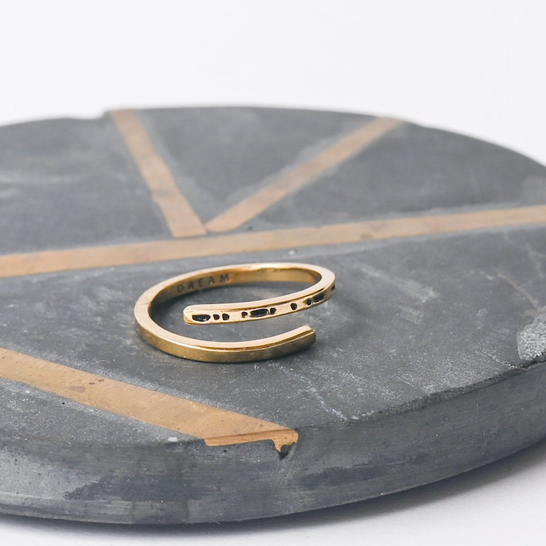 CLASSIC GOLD Morse Code Ring - Stamped | DREAM by ETHICGOODS