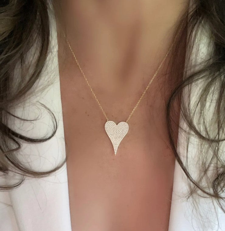 14k Diamond Big Heart Necklace by VicStoneNYC Fine Jewelry