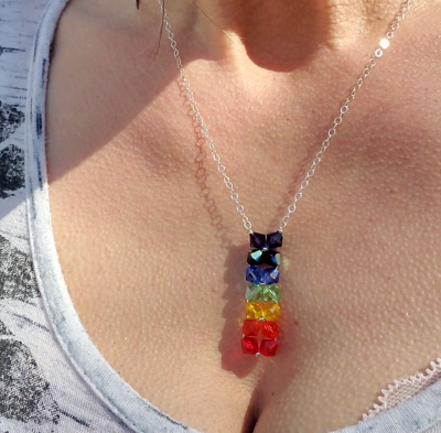 Handmade True Rainbow Crystal Rock Candy Necklace by Alexa Martha Designs