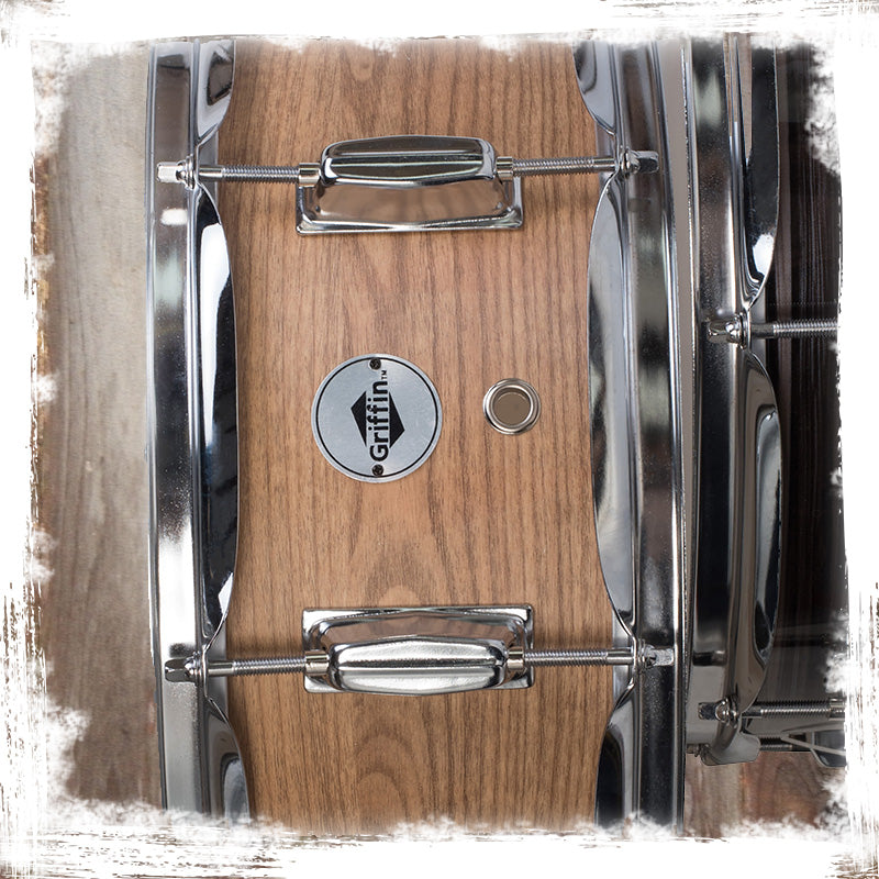 Oak Wood Snare Drum by GRIFFIN - PVC on Poplar Wood Shell 14" x 5.5" - Percussion Musical Instrument by GeekStands.com