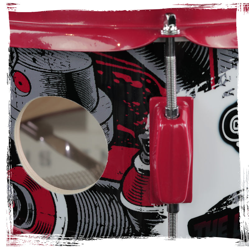 GRIFFIN Snare Drum Birch Wood Shell 14 X 6.5 Inch - Oversize 2.5" Large Vents & Custom Graphic Wrap (Limited Edition) - Red Hardware, 8 Tuning Lugs by GeekStands.com