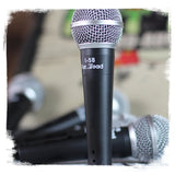 Cardioid Vocal Microphones with XLR Mic Cables & Clips (6 Pack) by FAT TOAD - Dynamic Handheld, Unidirectional for Studio Recording, Live Stage by GeekStands.com