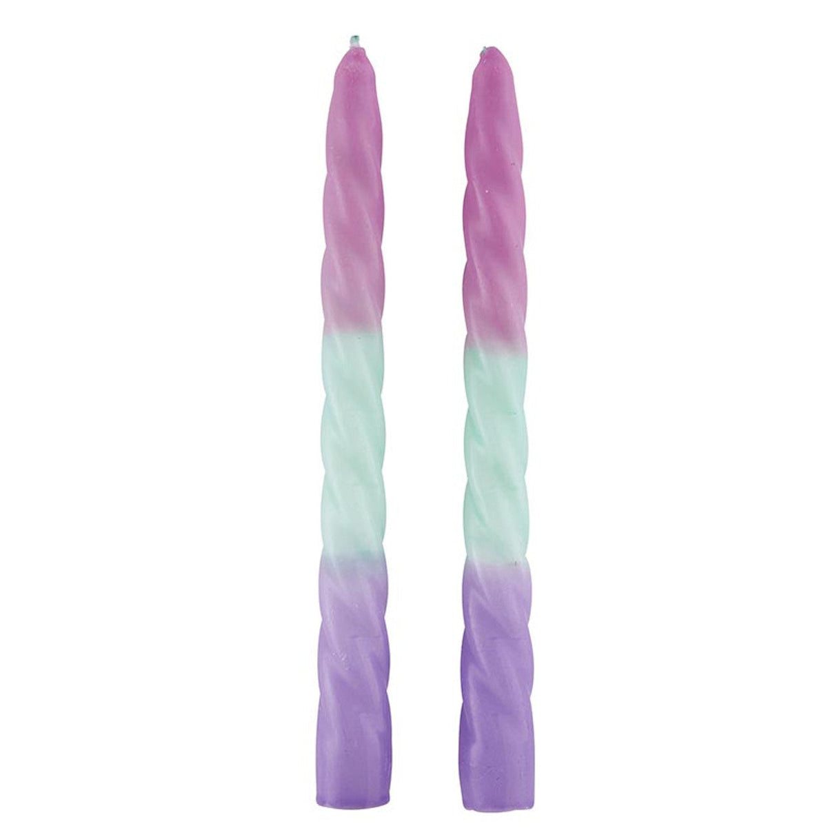 Set of 2 Pastel Taper Candle in Pink Mint Purple | Aesthetic Spiral Ombre Unscented Dinner Candles by The Bullish Store