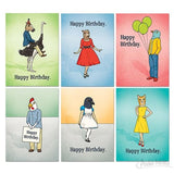 Set of 6 Strange Friends Birthday Greeting Card Box by The Bullish Store