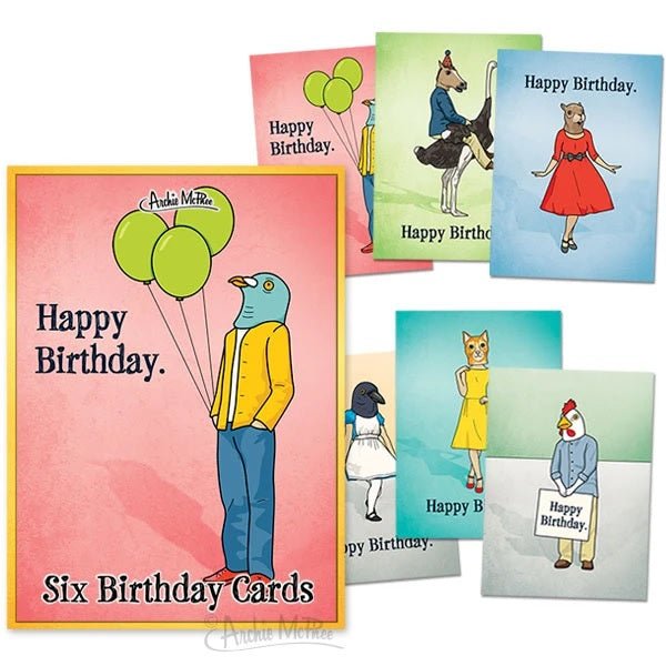 Set of 6 Strange Friends Birthday Greeting Card Box by The Bullish Store