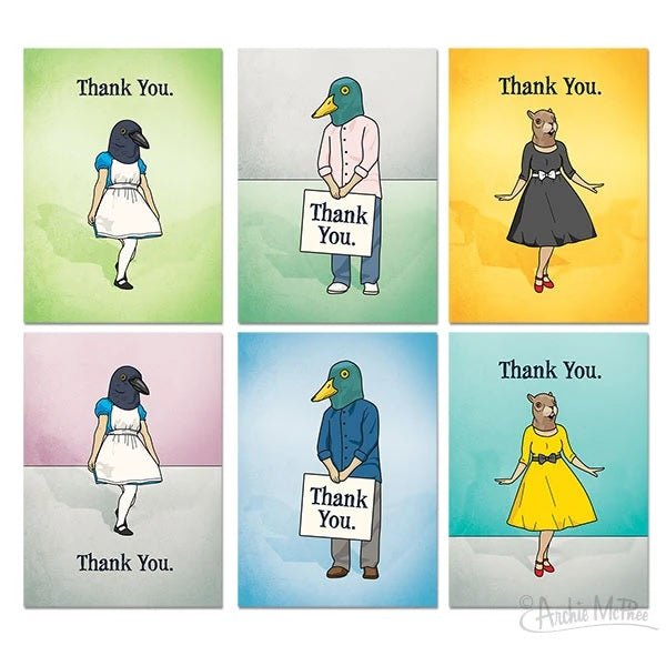 Set of 6 Strange Friends Thank You Greeting Card Box Set by The Bullish Store