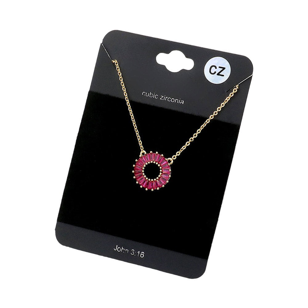 CZ Embellished Open Circle Pendant Necklace by Madeline Love