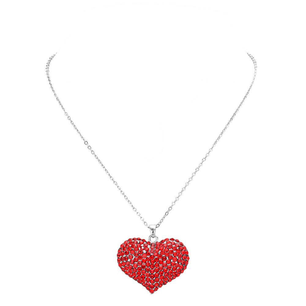 Pave Crystal Rhinestone Heart Pendant Necklace by Madeline Love