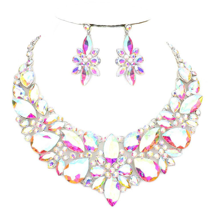 Elegant Multi Stone Evening Necklace Earrings Set by Madeline Love