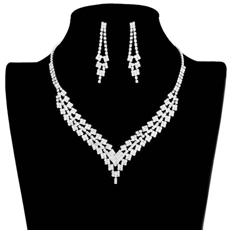 Chevron Accented Rhinestone Pave Necklace by Madeline Love