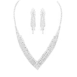 Crystal Rhinestone Pave Collar Necklace Clip on Earring Set by Madeline Love