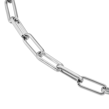 Silver Double Elongated Link Chain Necklace by eklexic jewelry