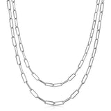 Silver Double Elongated Link Chain Necklace by eklexic jewelry