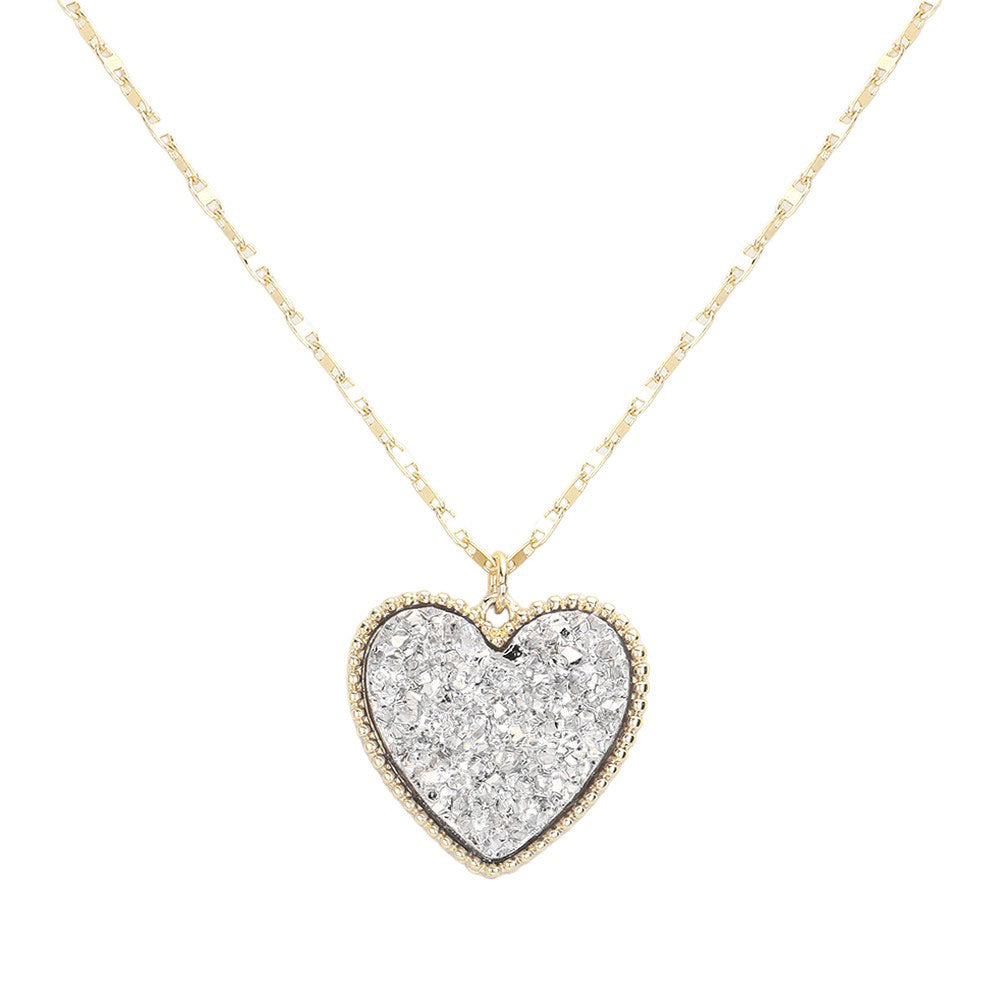 Druzy Heart Pendant Necklace by Madeline Love