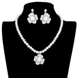 Floral Pearl Rhinestone Pave Collar Necklace by Madeline Love