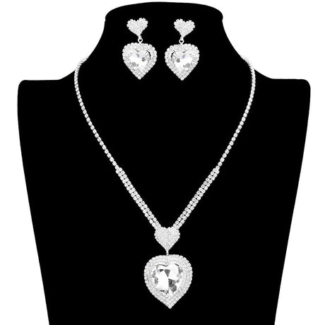 Heart Crystal Rhinestone Drop Necklace by Madeline Love