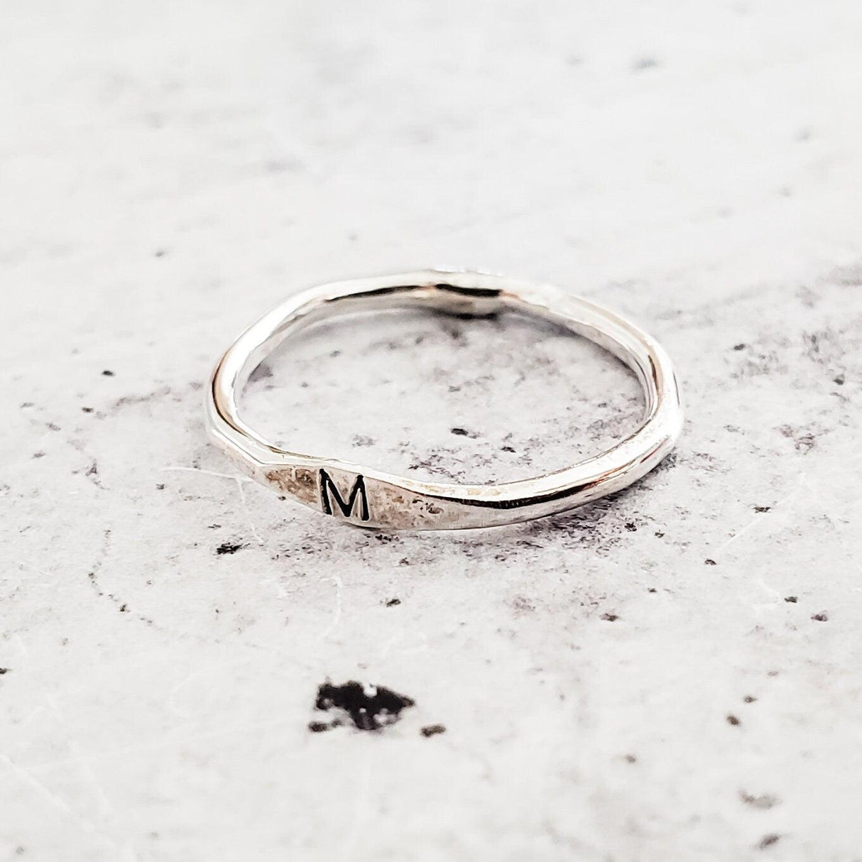 Sterling Silver Initial Stacking Ring by Salt and Sparkle