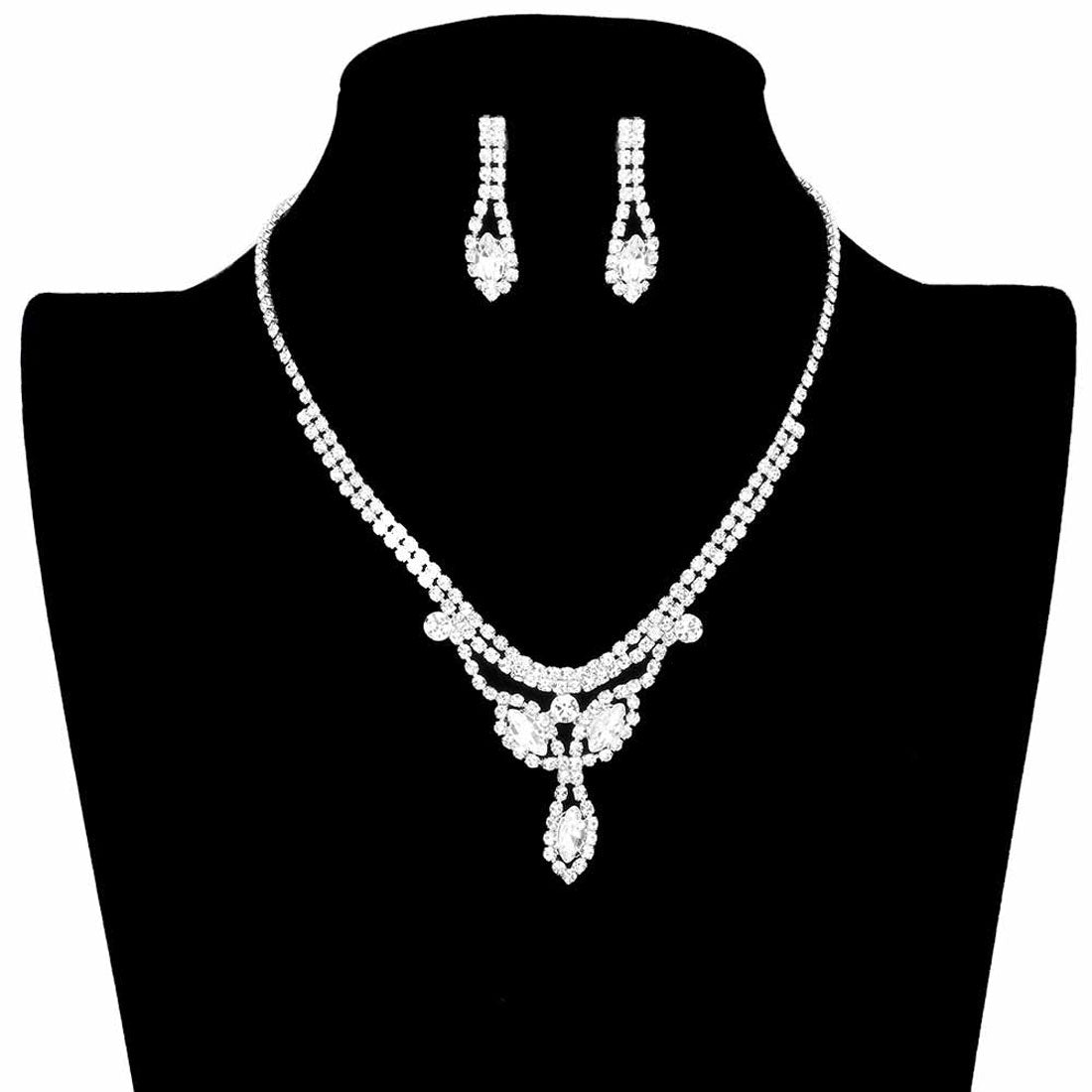 Marquise Stone Accented Rhinestone Pave Necklace by Madeline Love