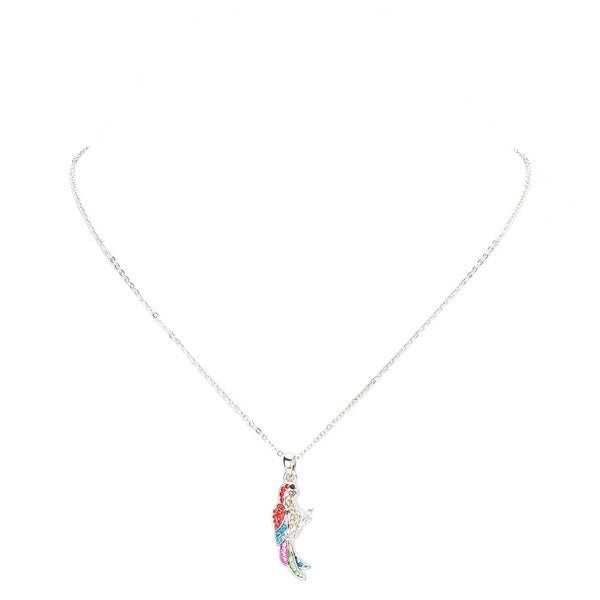 Rhinestone Embellished Parrot Pendant Charm Necklace by Madeline Love