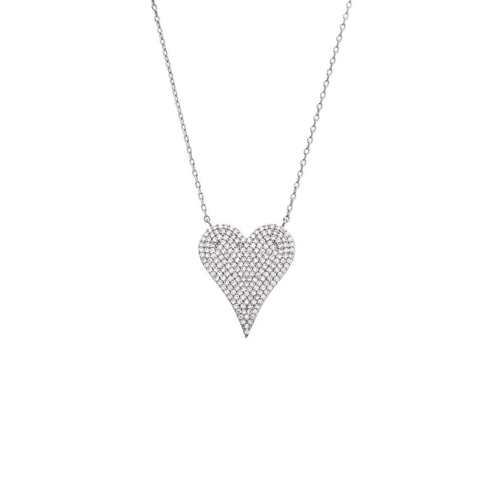 Pave CZ Elongated Heart Necklace by By Adina Eden