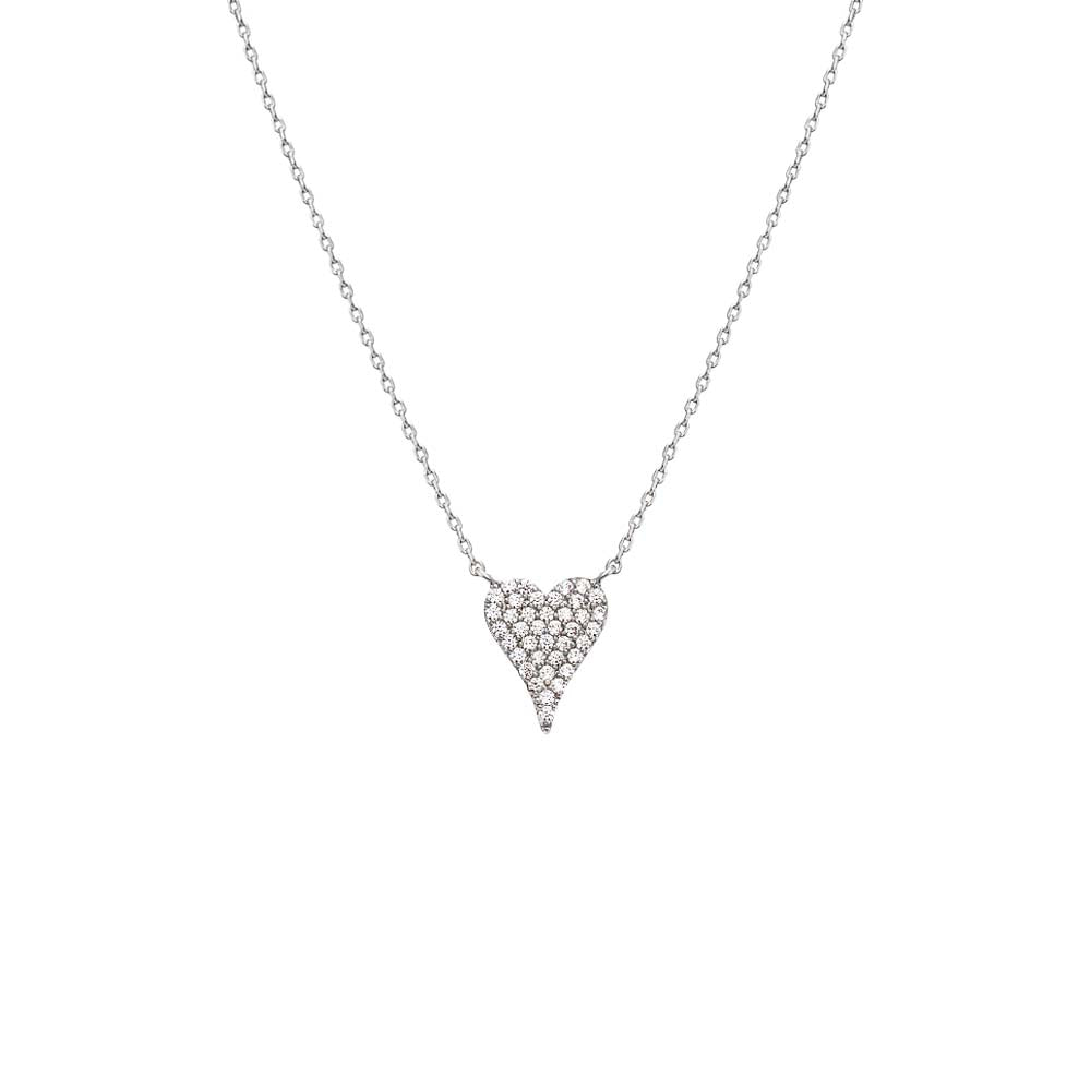 Pave CZ Elongated Heart Necklace by By Adina Eden