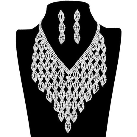 Rhinestone Pave Statement Evening Necklace by Madeline Love